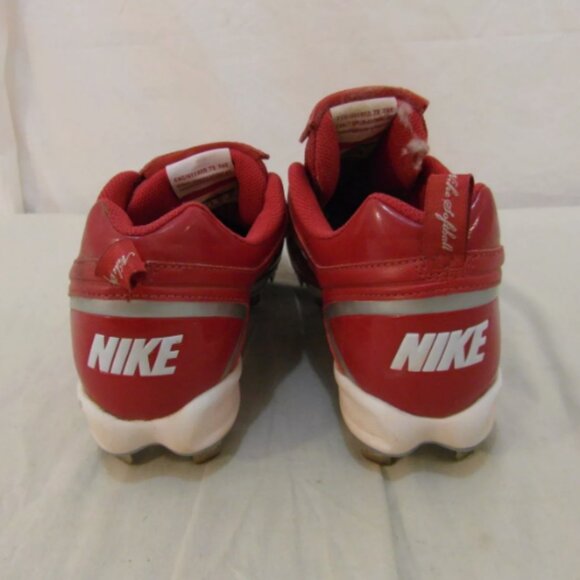 MEN\'s sz10 NIKE BRIGHT RED NEON GREEN WHITE LACE UP BASEBALL CLEATS NM 32147 main image 12